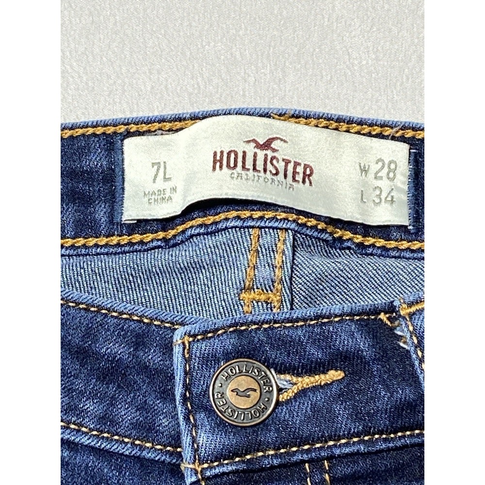 Hollister Jeans Womens 7L W28 L34 Low Rise Bootcut Dark Wash Stretch Denim - Picture 5 of 12